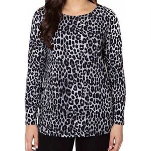 NWT Mario Serrani Long Sleeve Grey Leopard Tunic T-Shirt Size XL